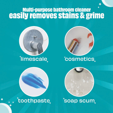 Multi-Purpose bathroom cleaner easily removes stains & grime