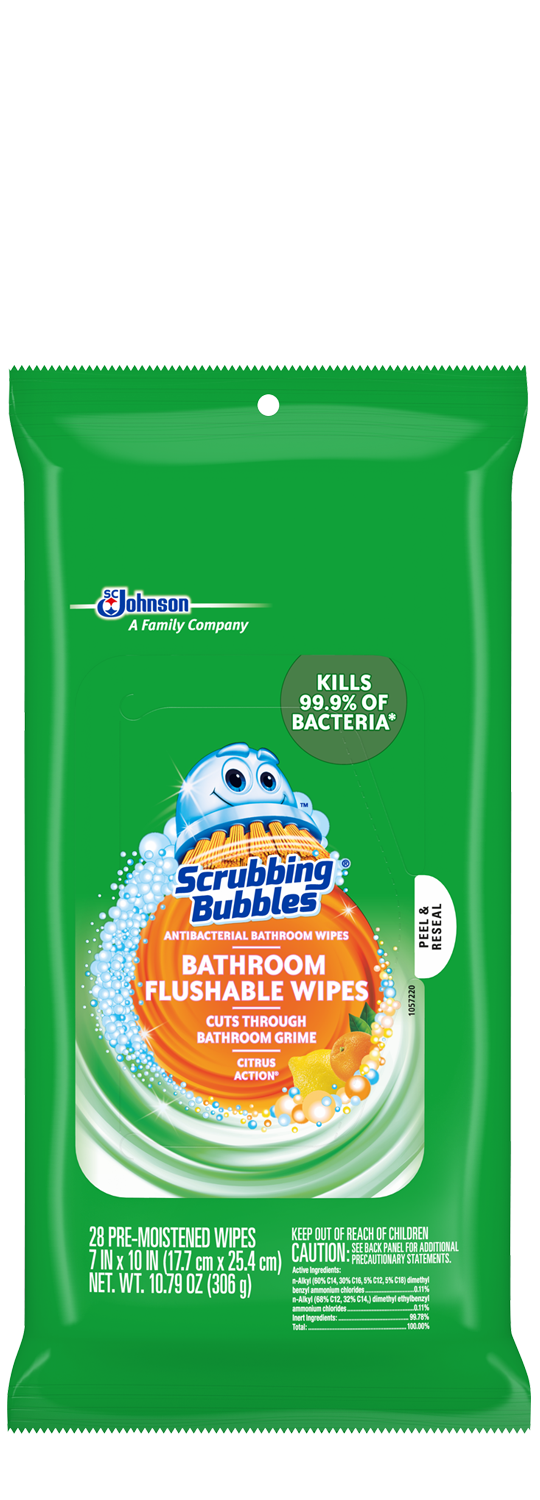 Scrubbing Bubbles Antibacterial Flushable Wipes